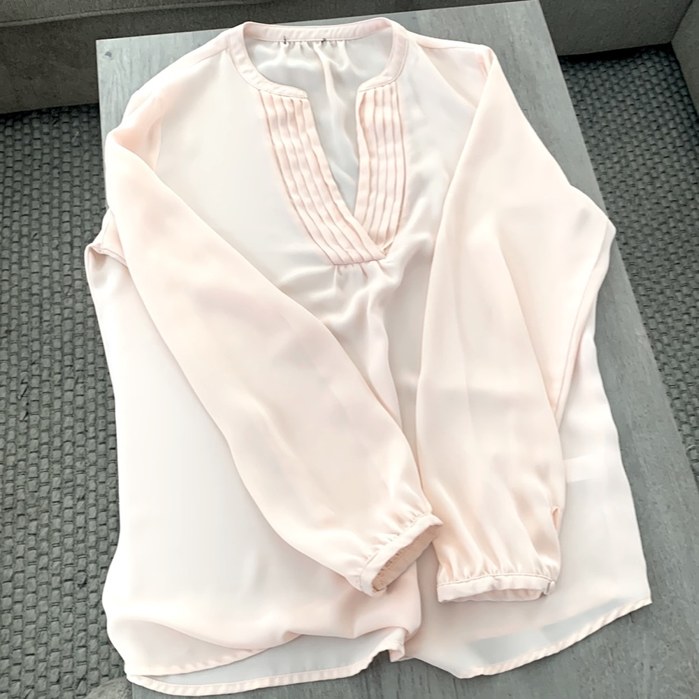 Blush Deep V-Neck Blouse